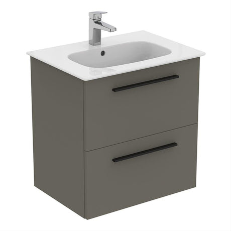 Ideal Standard I.life A 60cm Wall Hung Vanity Unit Only (Handles sold separately) - Matt Quartz Grey - T5255NG