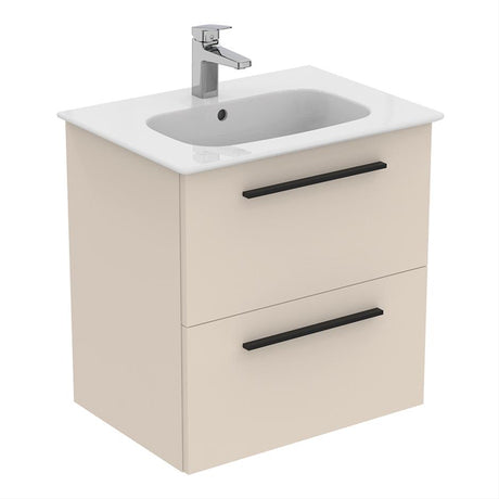 Ideal Standard I.life A 2 Drawers 60cm Wall Hung Vanity Unit Only (Handles sold separately) - Matt Sandy Beige - T5255NF