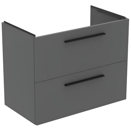 Ideal Standard i.life A 2 Drawers Wall Hung Vanity Unit 80cm - Matt Quartz Grey - T5256NG - TAP 'N' SHOWER