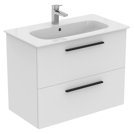 Ideal Standard I.life A 2 Drawers Wall Hung Vanity Unit 80cm - Matt White - T5256DU - TAP 'N' SHOWER