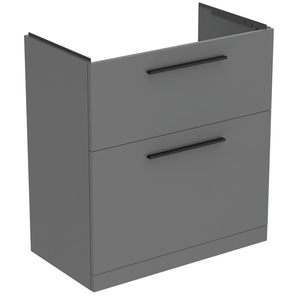 Ideal Standard i.life A Floor Standing Vanity Unit 2 Drawers - Matt Quartz Grey - T5274NG - TAP 'N' SHOWER