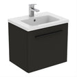 Ideal Standard I.life B 1 Drawer Compact 50cm Wall Hung Vanity Unit Only (Handles sold separately) - Matt Carbon Grey - T5290NV