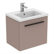 Ideal Standard I.life B 1 Drawer Compact 50cm Wall Hung Vanity Unit Only (Handles sold separately) - Matt Griege - T5290NH - TAP 'N' SHOWER
