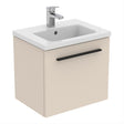 Ideal Standard I.life B 1 Drawer Compact 50cm Wall Hung Vanity Unit Only (Handles sold separately) - Matt Sandy Beige - T5290NF - TAP 'N' SHOWER