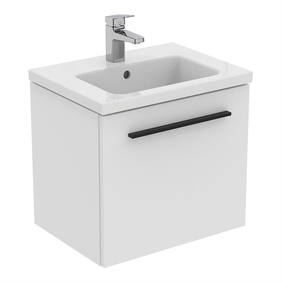 Ideal Standard I.life B 1 Drawer Compact 50cm Wall Hung Vanity Unit Only (Handles sold separately) - Matt White - T5290DU