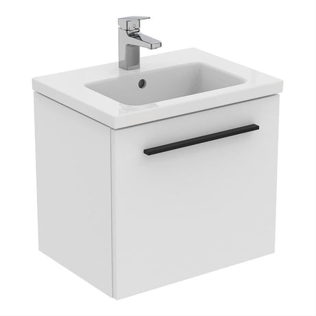 Ideal Standard I.life B 1 Drawer Compact 50cm Wall Hung Vanity Unit Only (Handles sold separately) - Matt White - T5290DU