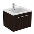 Ideal Standard I.life B 1 Drawer 60cm Wall Hung Vanity Unit Only (Handles sold separately) - Coffee Oak - T5269NW
