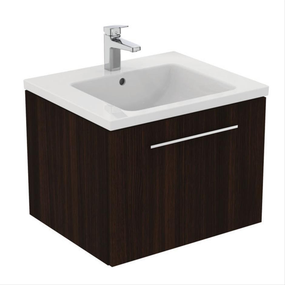 Ideal Standard I.life B 1 Drawer 60cm Wall Hung Vanity Unit Only (Handles sold separately) - Coffee Oak - T5269NW