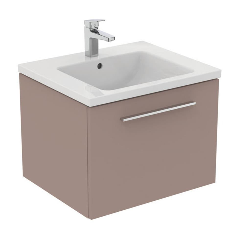 Ideal Standard I.life B 1 Drawer 60cm Wall Hung Vanity Unit Only (Handles sold separately) - Matt Griege - T5269NH