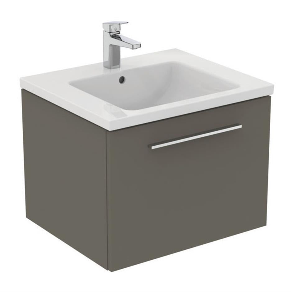Ideal Standard I.life B 1 Drawer 60cm Wall Hung Vanity Unit Only (Handles sold separately) - Matt Quartz Grey - T5269NG