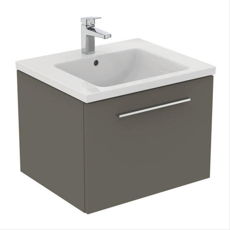 Ideal Standard I.life B 1 Drawer 60cm Wall Hung Vanity Unit Only (Handles sold separately) - Matt Quartz Grey - T5269NG