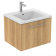 Ideal Standard I.life B 1 Drawer 60cm Wall Hung Vanity Unit Only (Handles sold separately) - Natural Oak - T5269NX - TAP 'N' SHOWER