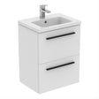 Ideal Standard I.life S 2 Drawer Compact 50cm Wall Hung Vanity Unit Only (Handles sold separately) - Matt White - T5291DU