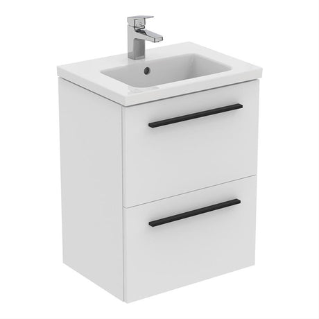 Ideal Standard I.life S 2 Drawer Compact 50cm Wall Hung Vanity Unit Only (Handles sold separately) - Matt White - T5291DU
