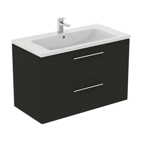 Ideal Standard i.Life B 2 Drawer Vanity Unit 1000mm - Matt Carbon Grey - T5276NV - TAP 'N' SHOWER
