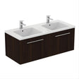 Ideal Standard I.life B 2 Drawer 120cm Wall Hung Vanity Unit Only (Handles sold separately) - Coffee Oak - T5277NW - TAP 'N' SHOWER
