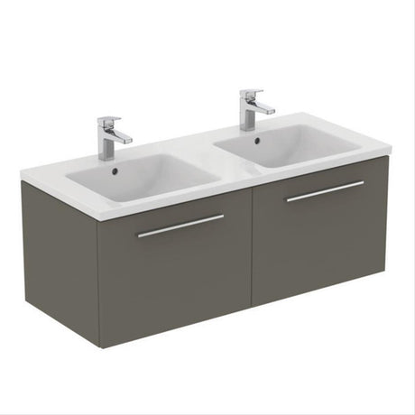 Ideal Standard I.life B 2 Drawer 120cm Wall Hung Vanity Unit Only (Handles sold separately) - Matt Quartz Grey - T5277NG