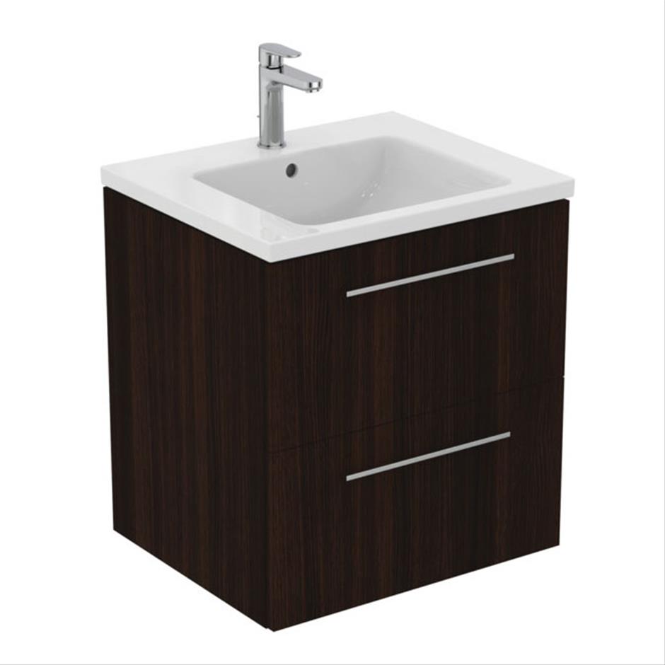 Ideal Standard I.life B 2 Drawers 60cm Wall Hung Vanity Unit Only (Handles sold separately) - Coffee Oak - T5270NW