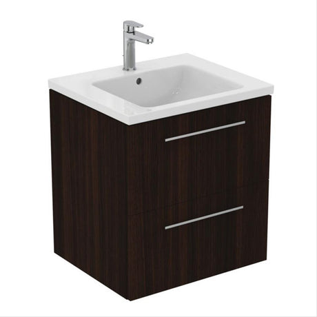 Ideal Standard I.life B 2 Drawers 60cm Wall Hung Vanity Unit Only (Handles sold separately) - Coffee Oak - T5270NW
