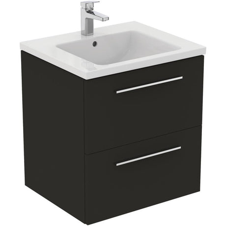 Ideal Standard I.life B 2 Drawers 60cm Wall Hung Vanity Unit Only (Handles & Basin sold separately) - Matt Carbon Grey - T5270NV