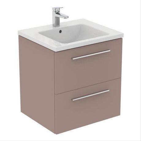 Ideal Standard I.life B 2 Drawers 60cm Wall Hung Vanity Unit Only (Handles sold separately) - Matt Griege - T5270NH