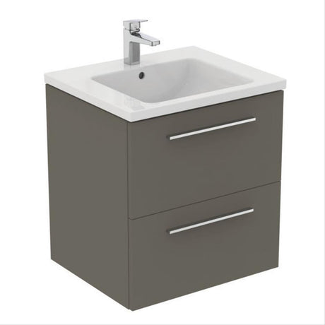 Ideal Standard I.life B 2 Drawers 60cm Wall Hung Vanity Unit Only (Handles sold separately) - Matt Quartz Grey - T5270NG