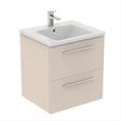 Ideal Standard I.life B  2 Drawers 60cm Wall Hung Vanity Unit Only (Handles sold separately) - Matt Sandy Beige - T5270NF