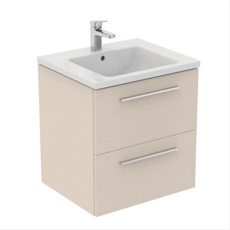 Ideal Standard I.life B  2 Drawers 60cm Wall Hung Vanity Unit Only (Handles sold separately) - Matt Sandy Beige - T5270NF