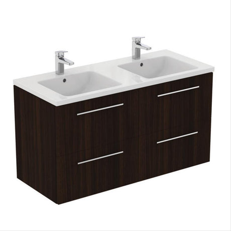 Ideal Standard I.life B 4 Drawer 120cm Wall Hung Vanity Unit Only (Handles sold separately) - Coffee Oak - T5278NW