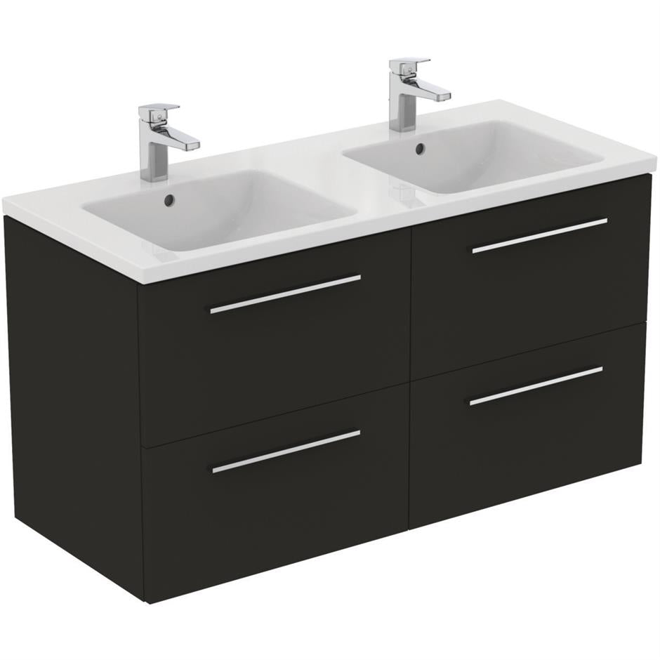 Ideal Standard I.life B 4 Drawer 120cm Wall Hung Vanity Unit Only (Handles sold separately) - Matt Carbon Grey - T5278NV