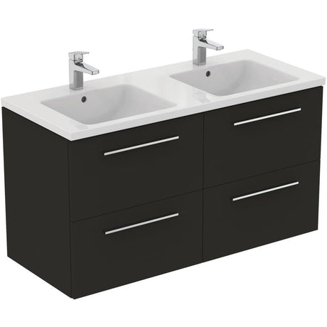 Ideal Standard I.life B 4 Drawer 120cm Wall Hung Vanity Unit Only (Handles sold separately) - Matt Carbon Grey - T5278NV