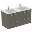 Ideal Standard I.life B 4 Drawer 120cm Wall Hung Vanity Unit Only (Handles sold separately) - Matt Quartz Grey - T5278NG