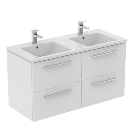 Ideal Standard I.life B 4 Drawer 120cm Wall Hung Vanity Unit Only (Handles sold separately) - Matt White - T5278DU