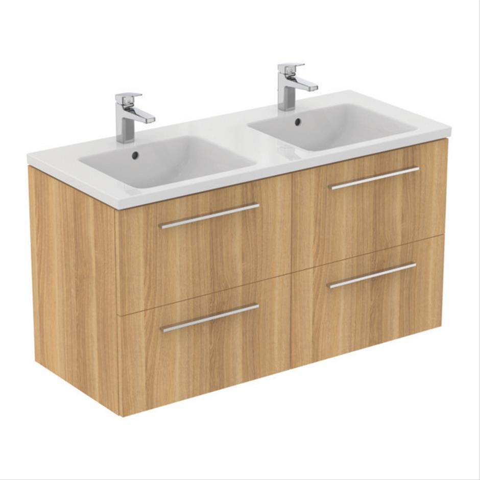 Ideal Standard I.life B 4 Drawer 120cm Wall Hung Vanity Unit Only (Handles sold separately) - Natural Oak - T5278NX