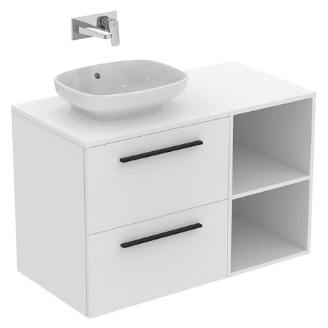 Ideal Standard i.life B 45cm Vessel Basin 2 Drawer Unit, Side Unit & Worktop - White - T509201