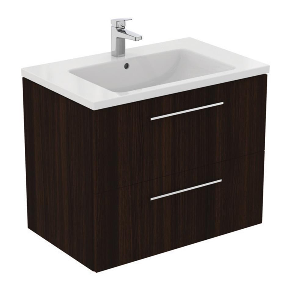 Ideal Standard i.life B 80cm Wall Hung Vanity Unit Only (Handles sold separately) - Coffee Oak - T5272NW