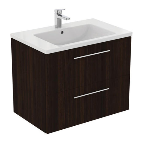 Ideal Standard i.life B 80cm Wall Hung Vanity Unit Only (Handles sold separately) - Coffee Oak - T5272NW
