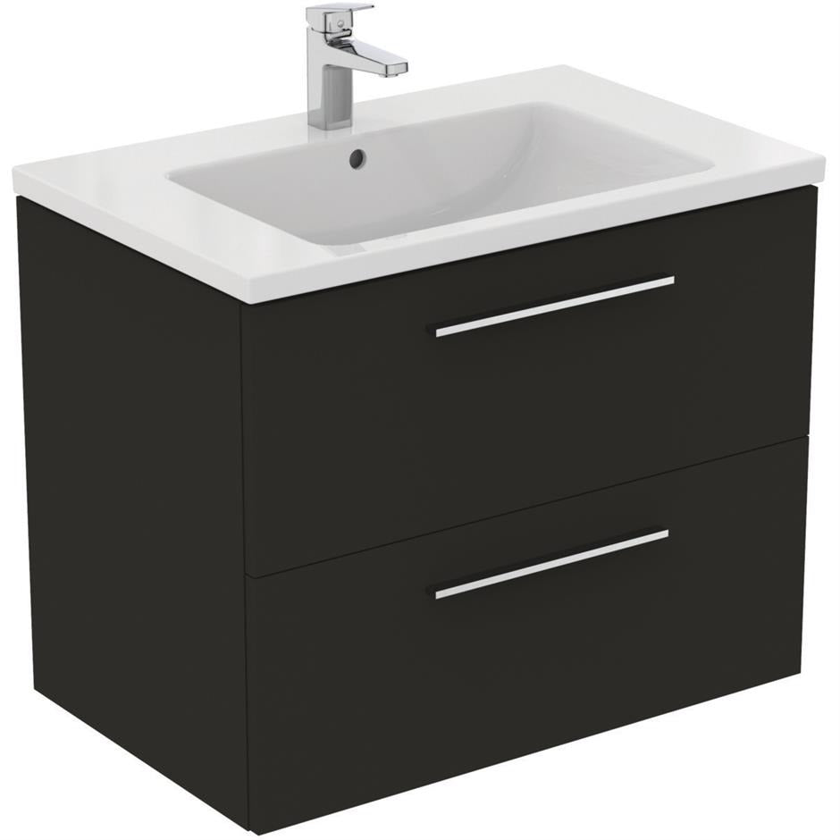 Ideal Standard i.life B 80cm Wall Hung Vanity Unit Only (Handles sold separately) - Matt Carbon Grey - T5272NV