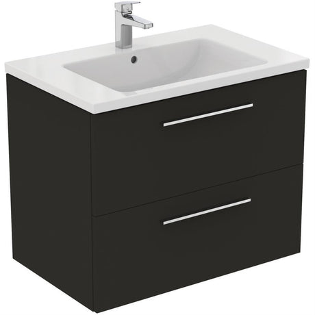 Ideal Standard i.life B 80cm Wall Hung Vanity Unit Only (Handles sold separately) - Matt Carbon Grey - T5272NV