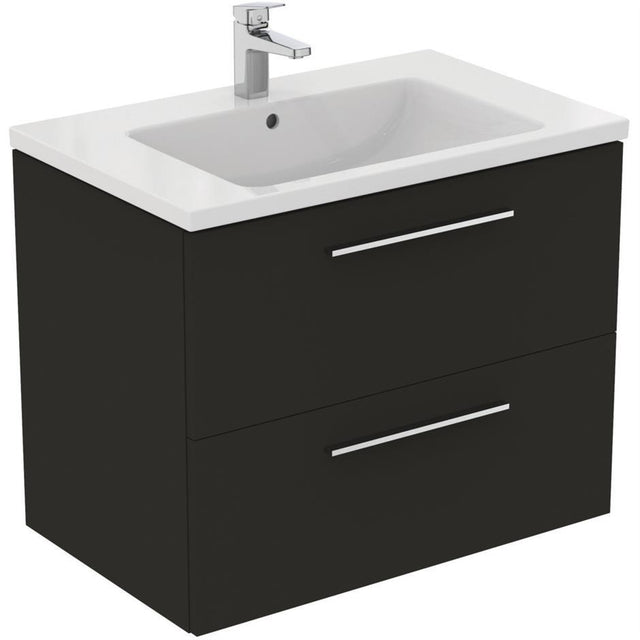 Ideal Standard i.life B 80cm Wall Hung Vanity Unit Only (Handles sold separately) - Matt Carbon Grey - T5272NV