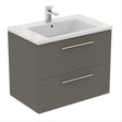 Ideal Standard i.life B 80cm Wall Hung Vanity Unit Only (Handles sold separately) - Matt Quartz Grey - T5272NG
