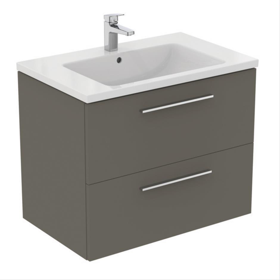 Ideal Standard i.life B 80cm Wall Hung Vanity Unit Only (Handles sold separately) - Matt Quartz Grey - T5272NG