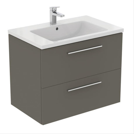 Ideal Standard i.life B 80cm Wall Hung Vanity Unit Only (Handles sold separately) - Matt Quartz Grey - T5272NG