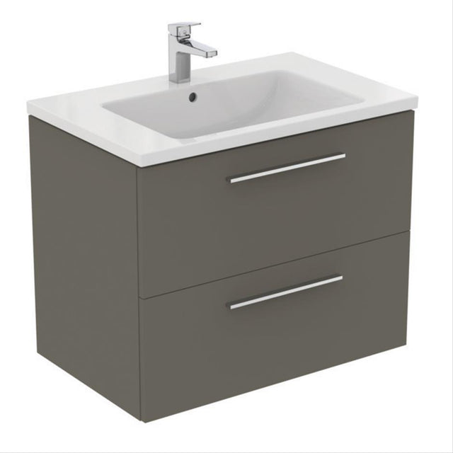 Ideal Standard i.life B 80cm Wall Hung Vanity Unit Only (Handles sold separately) - Matt Quartz Grey - T5272NG