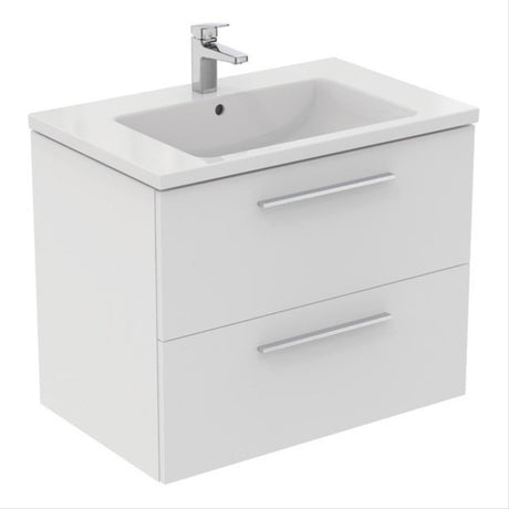 Ideal Standard i.life B 80cm Wall Hung Vanity Unit Only (Handles sold separately) - Matt White - T5272DU