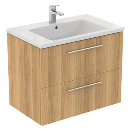 Ideal Standard i.life B 80cm Wall Hung Vanity Unit Only (Handles sold separately) - Natural Oak - T5272NX