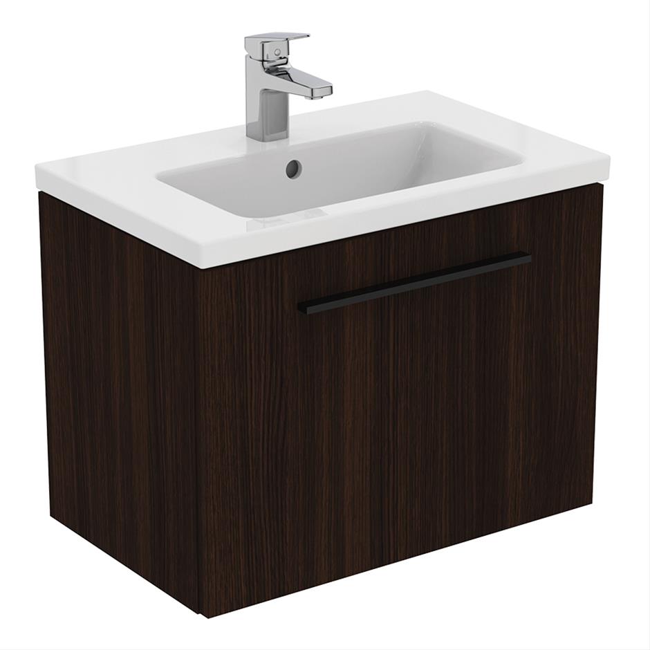 Ideal Standard i.life Compact Wall Hung Vanity Unit 1 Drawer 600mm - Coffee Oak - T5292NW - TAP 'N' SHOWER