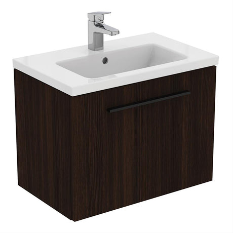 Ideal Standard i.life Compact Wall Hung Vanity Unit 1 Drawer 600mm - Coffee Oak - T5292NW - TAP 'N' SHOWER