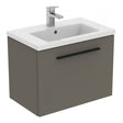 Ideal Standard i.life Compact Wall Hung Vanity Unit 1 Drawer 600mm - Quartz Grey Matt - T5292NG - TAP 'N' SHOWER