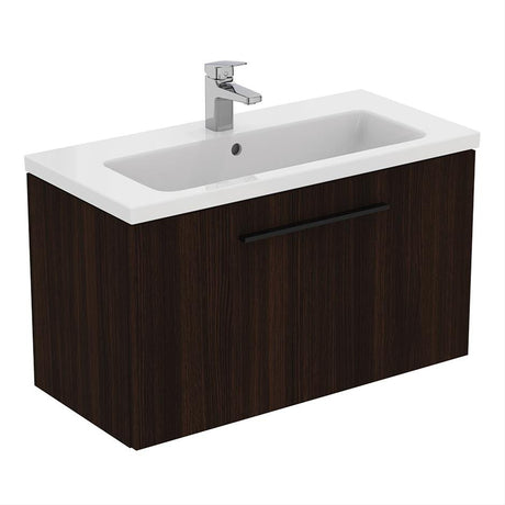 Ideal Standard i.life Compact Wall Hung Vanity Unit 1 Drawer 800mm - Coffee Oak - T5294NW - TAP 'N' SHOWER